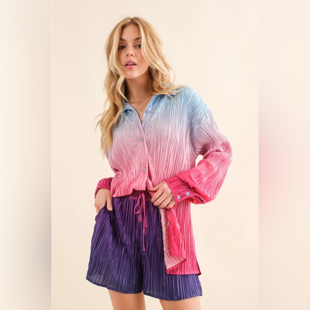 448. Ombré Pink Purple Crinkled Set